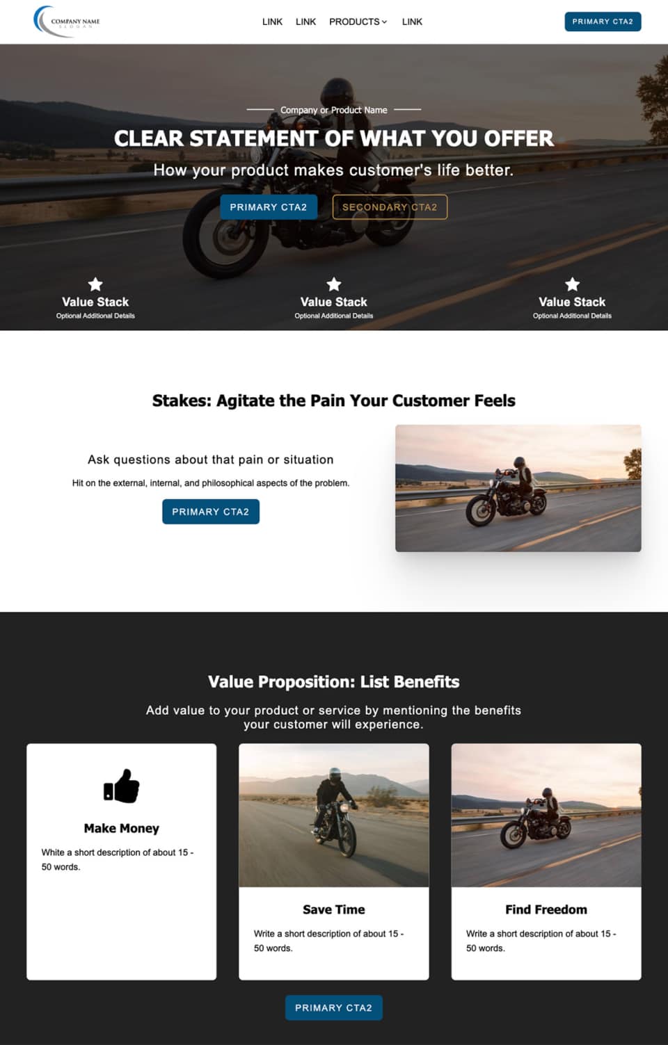 Website Section Layout Example